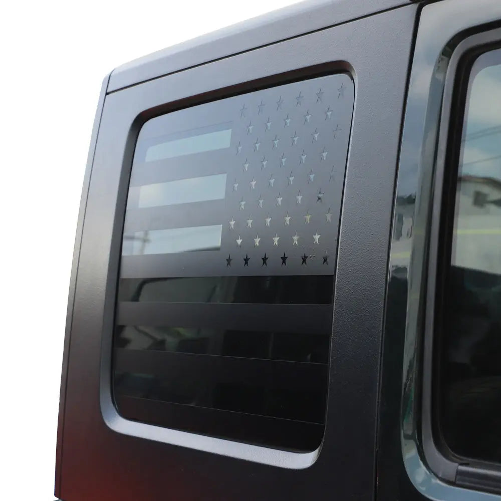 For 2007-2010 Jeep Wrangler JK JKU Rear Window American Flags Trim Sticker Decals Black