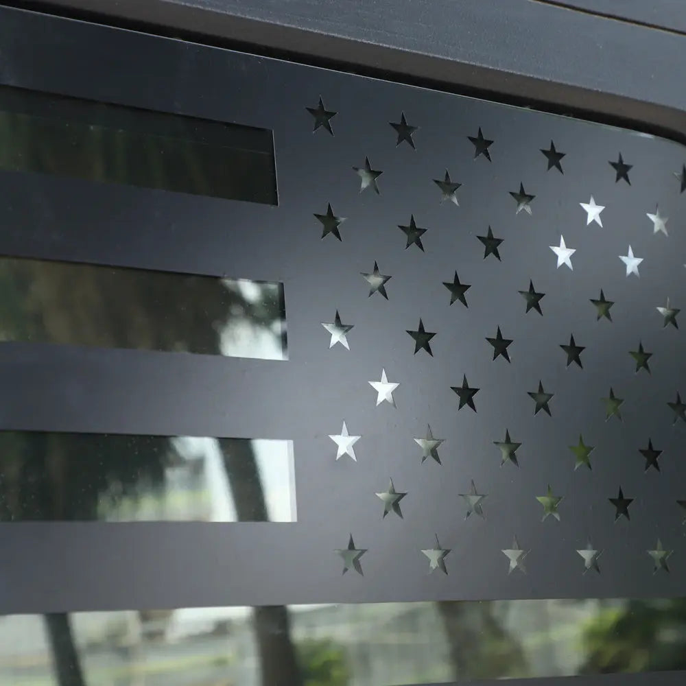 For 2007-2010 Jeep Wrangler JK JKU Rear Window American Flags Trim Sticker Decals Black