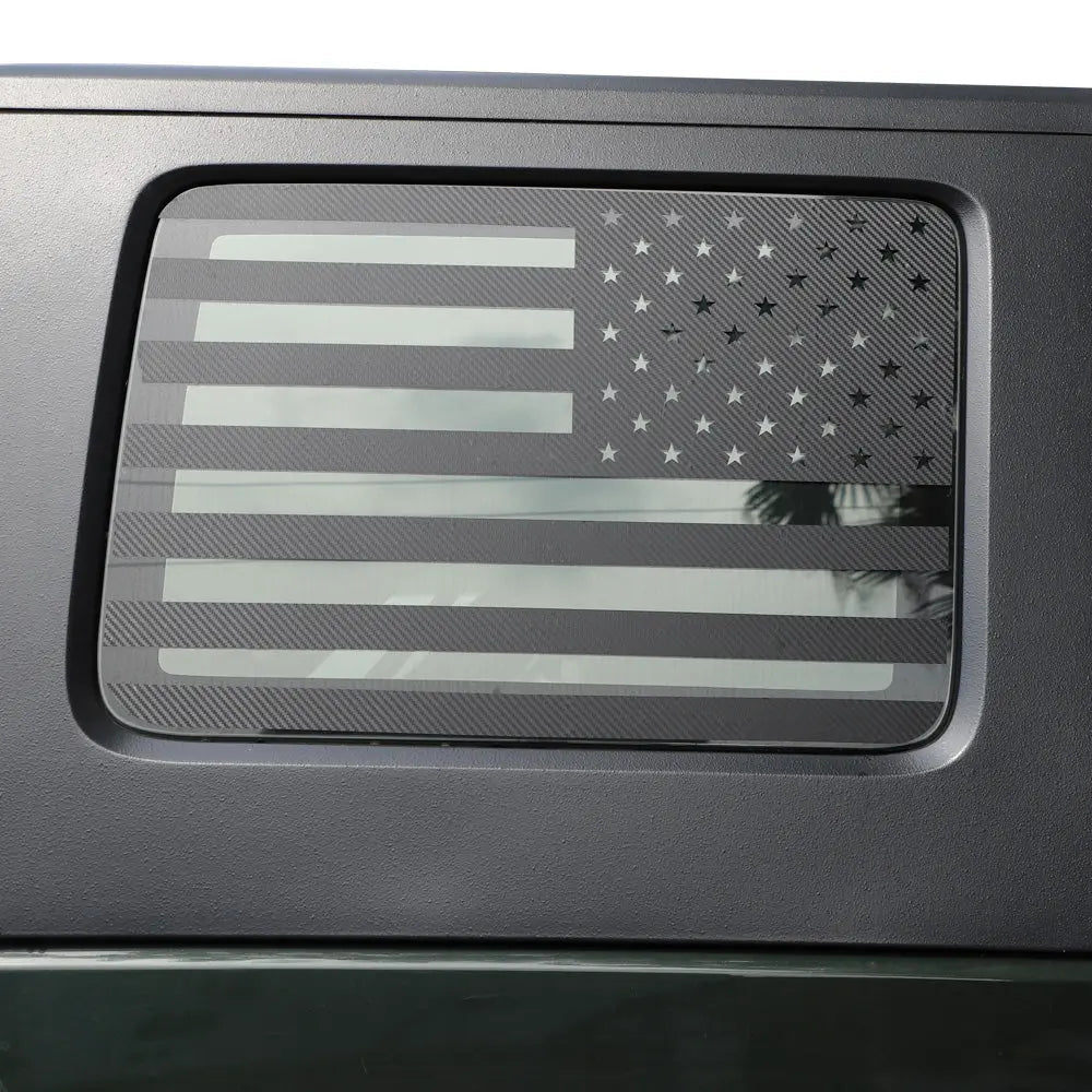 For 2007-2010 Jeep Wrangler JK JKU Rear Window American Flags Trim Sticker Decals Carbon Fiber