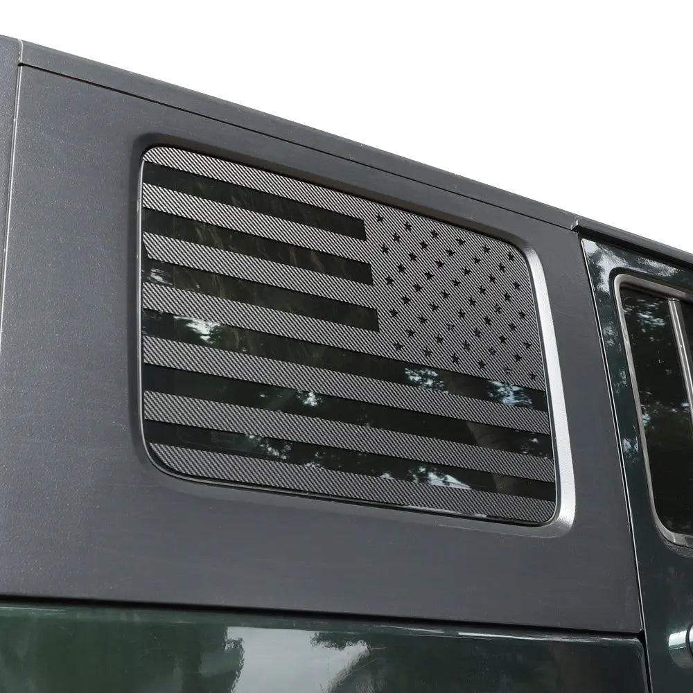 For 2007-2010 Jeep Wrangler JK JKU Rear Window American Flags Trim Sticker Decals Carbon Fiber