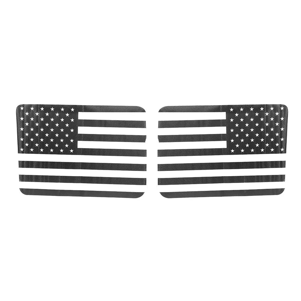For 2007-2010 Jeep Wrangler JK JKU Rear Window American Flags Trim Sticker Decals Carbon Fiber