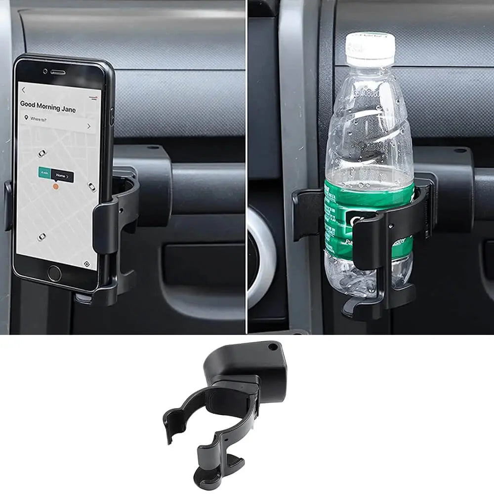 For 2007-2010 Jeep Wrangler JK Multi-Function Drink Cup Phone Holder, 2 in 1 Bolt-on Stand Bracket Organizer