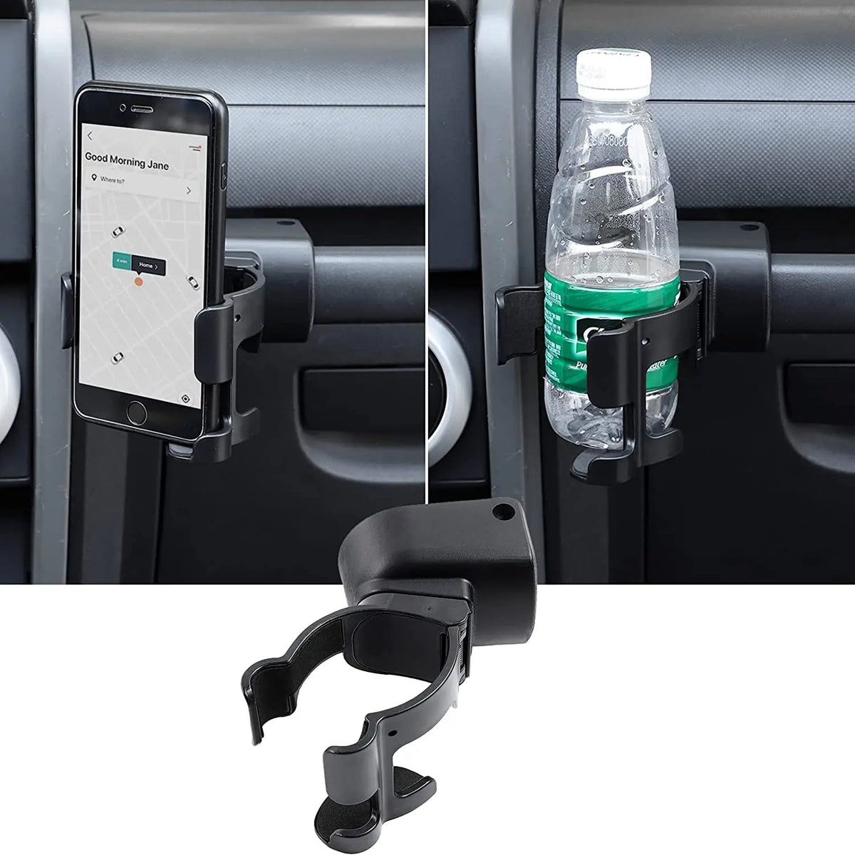 For 2007-2010 Jeep Wrangler JK Multi-Function Drink Cup Phone Holder, 2 in 1 Bolt-on Stand Bracket Organizer