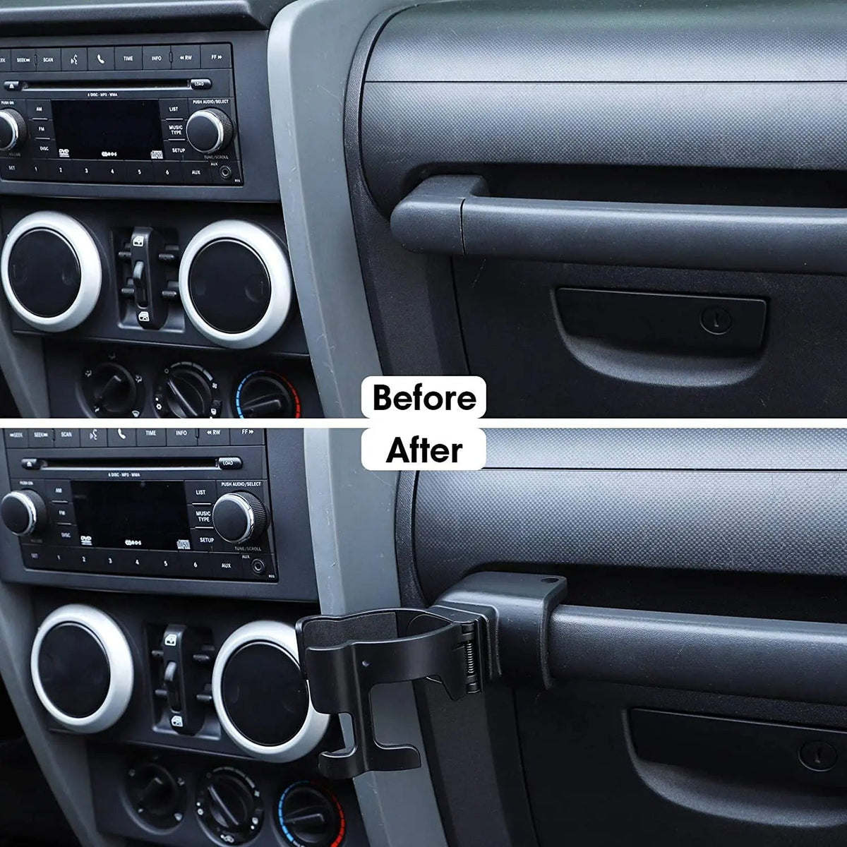 For 2007-2010 Jeep Wrangler JK Multi-Function Drink Cup Phone Holder, 2 in 1 Bolt-on Stand Bracket Organizer