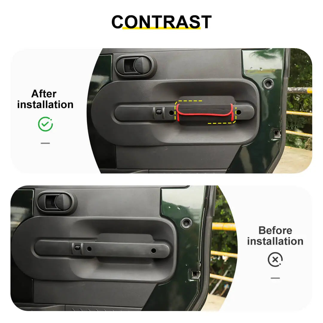 For 2007-2010 Jeep Wrangler JK Red Interior Door Handle Neoprene Cover Accessories（4 pcs）