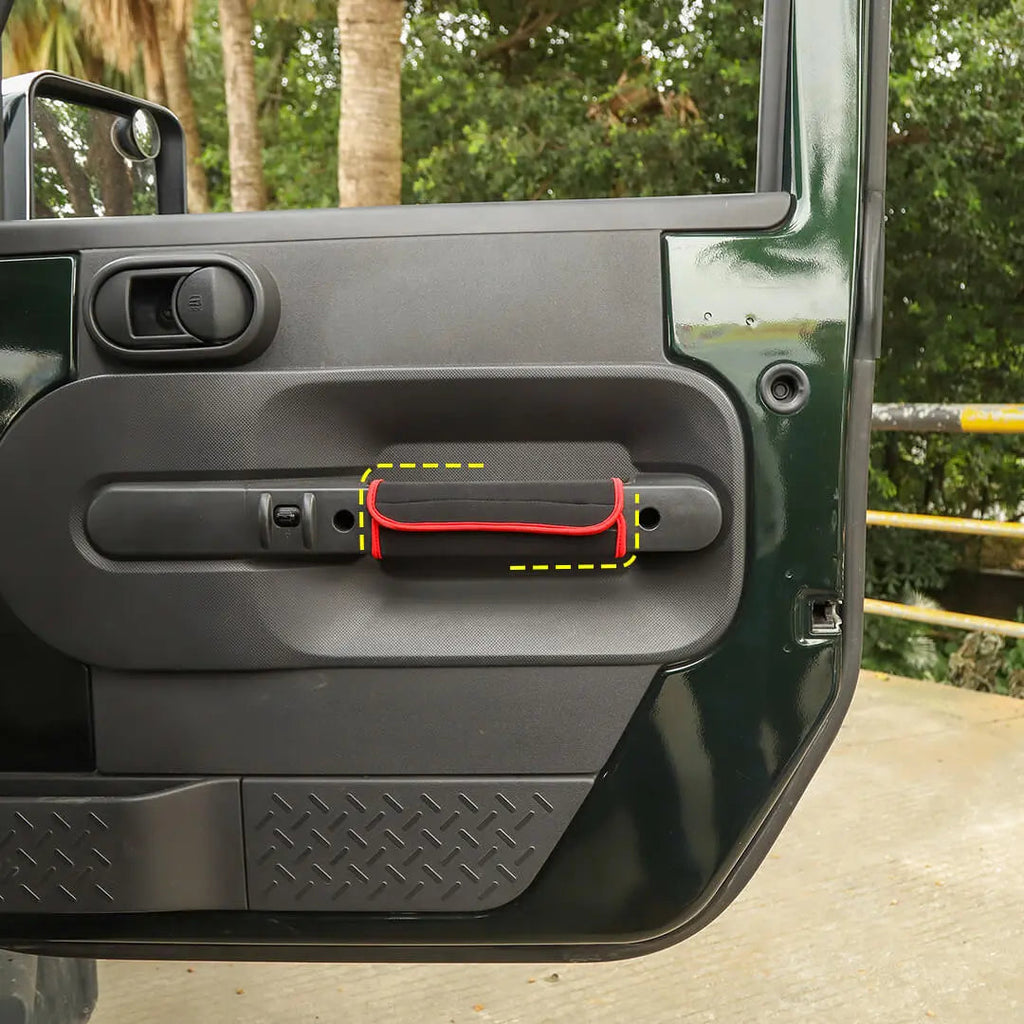 For 2007-2010 Jeep Wrangler JK Red Interior Door Handle Neoprene Cover Accessories（4 pcs）