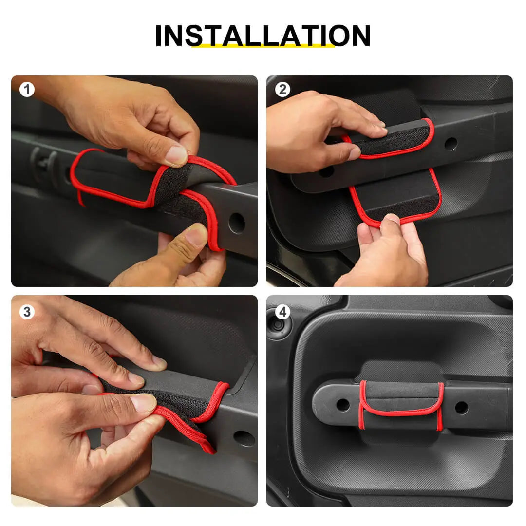 For 2007-2010 Jeep Wrangler JK Red Interior Door Handle Neoprene Cover Accessories（4 pcs）