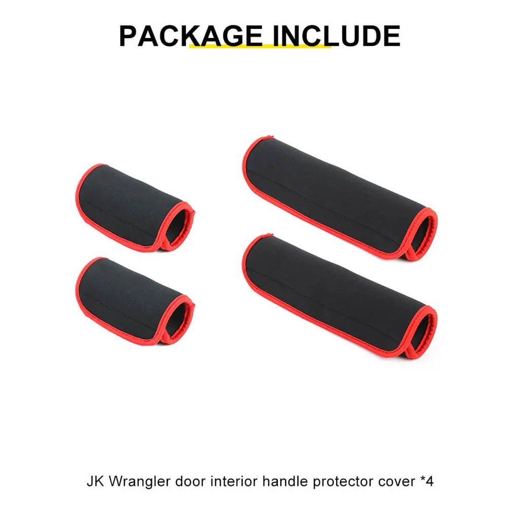 For 2007-2010 Jeep Wrangler JK Red Interior Door Handle Neoprene Cover Accessories（4 pcs）