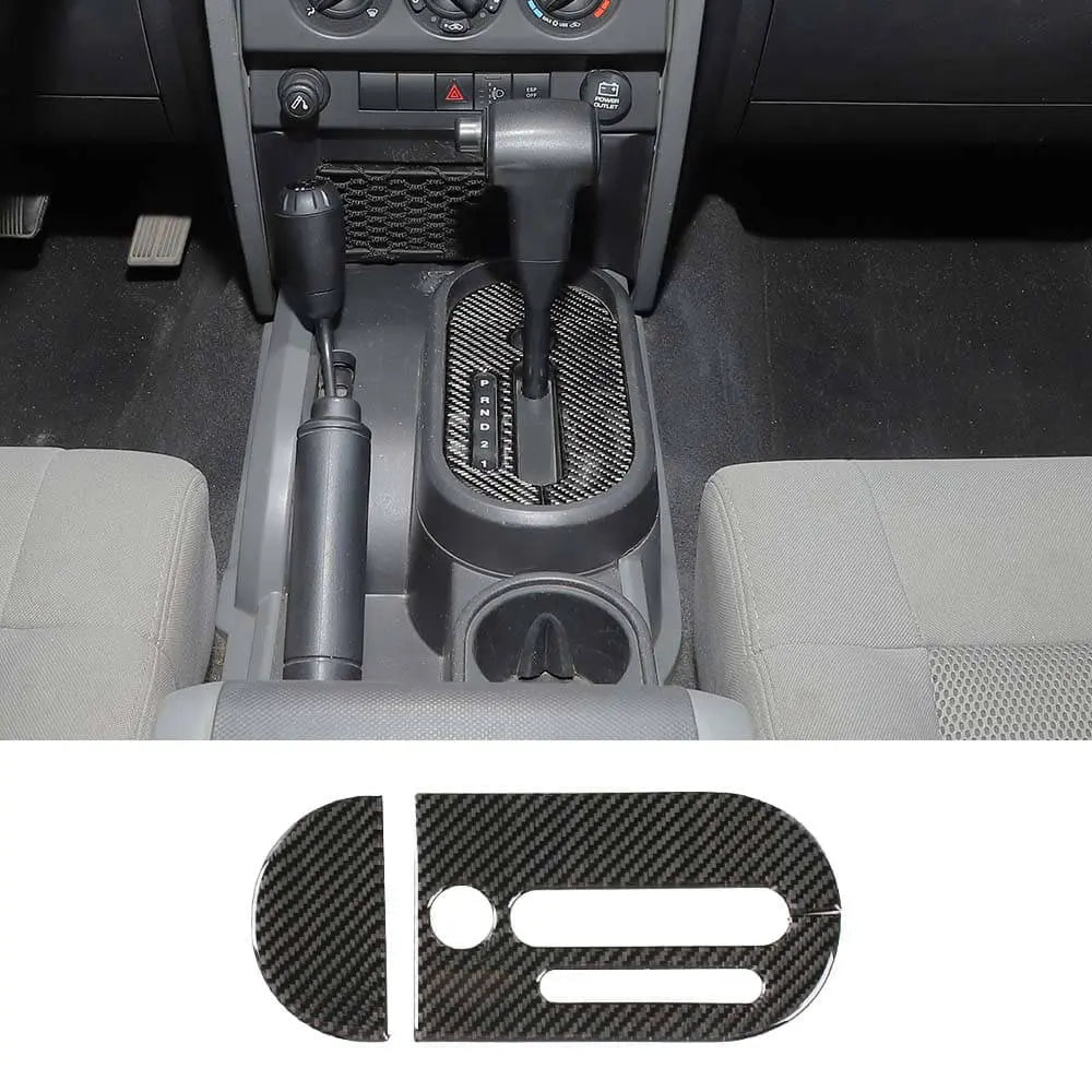 For 2007-2010 Jeep Wrangler JK Soft Carbon Fiber Console Gear Shift Panel Cover Trim