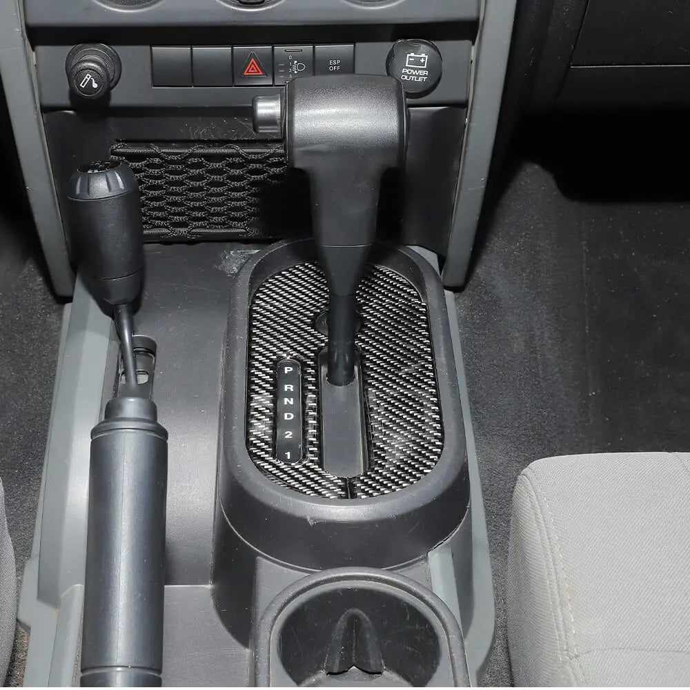 For 2007-2010 Jeep Wrangler JK Soft Carbon Fiber Console Gear Shift Panel Cover Trim