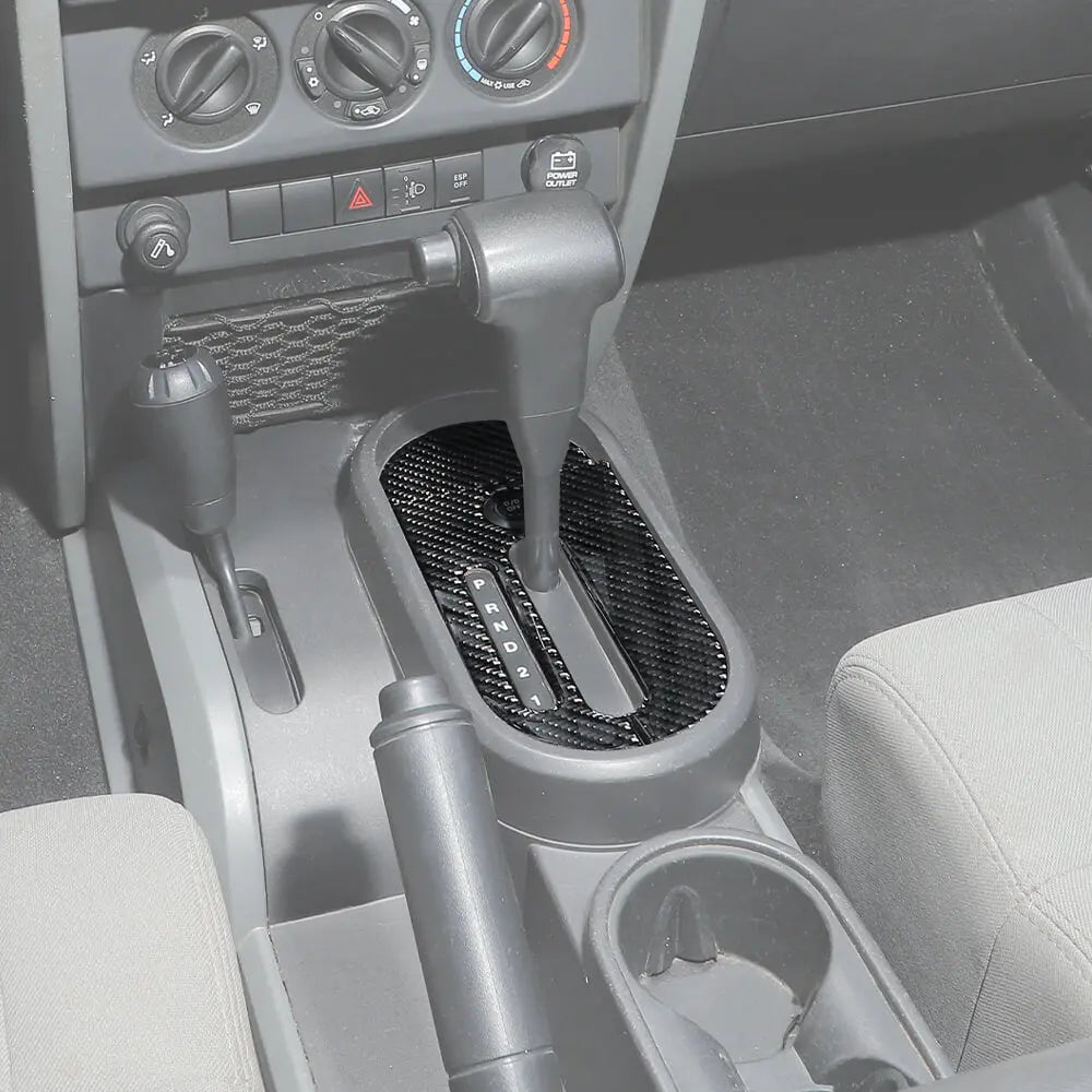 For 2007-2010 Jeep Wrangler JK Soft Carbon Fiber Console Gear Shift Panel Cover Trim