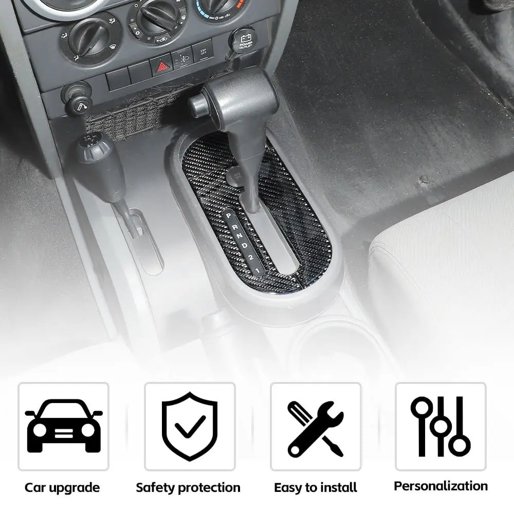 For 2007-2010 Jeep Wrangler JK Soft Carbon Fiber Console Gear Shift Panel Cover Trim