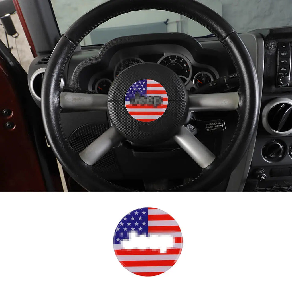 For 2007-2010 Jeep Wrangler JK Steering Wheel Center Trim Decal Sticker US Flag