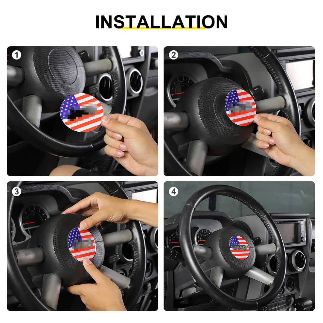 For 2007-2010 Jeep Wrangler JK Steering Wheel Center Trim Decal Sticker US Flag