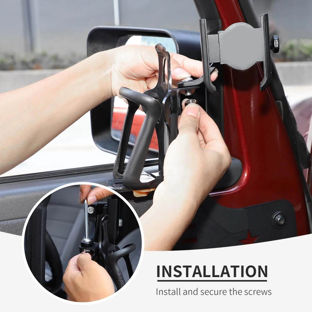 For 2007-2010 Jeep Wrangler JK Two Side Front Door Water Cup Phone Holder Stand