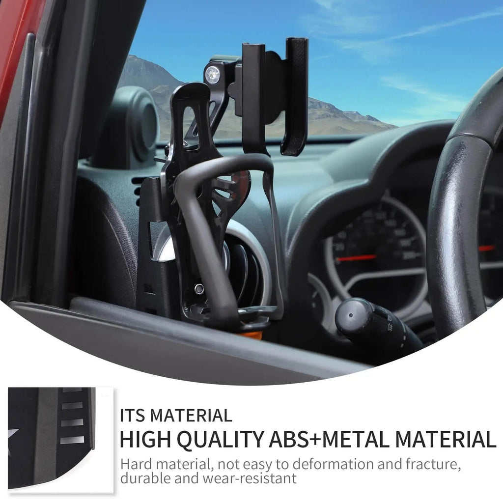 For 2007-2010 Jeep Wrangler JK Two Side Front Door Water Cup Phone Holder Stand
