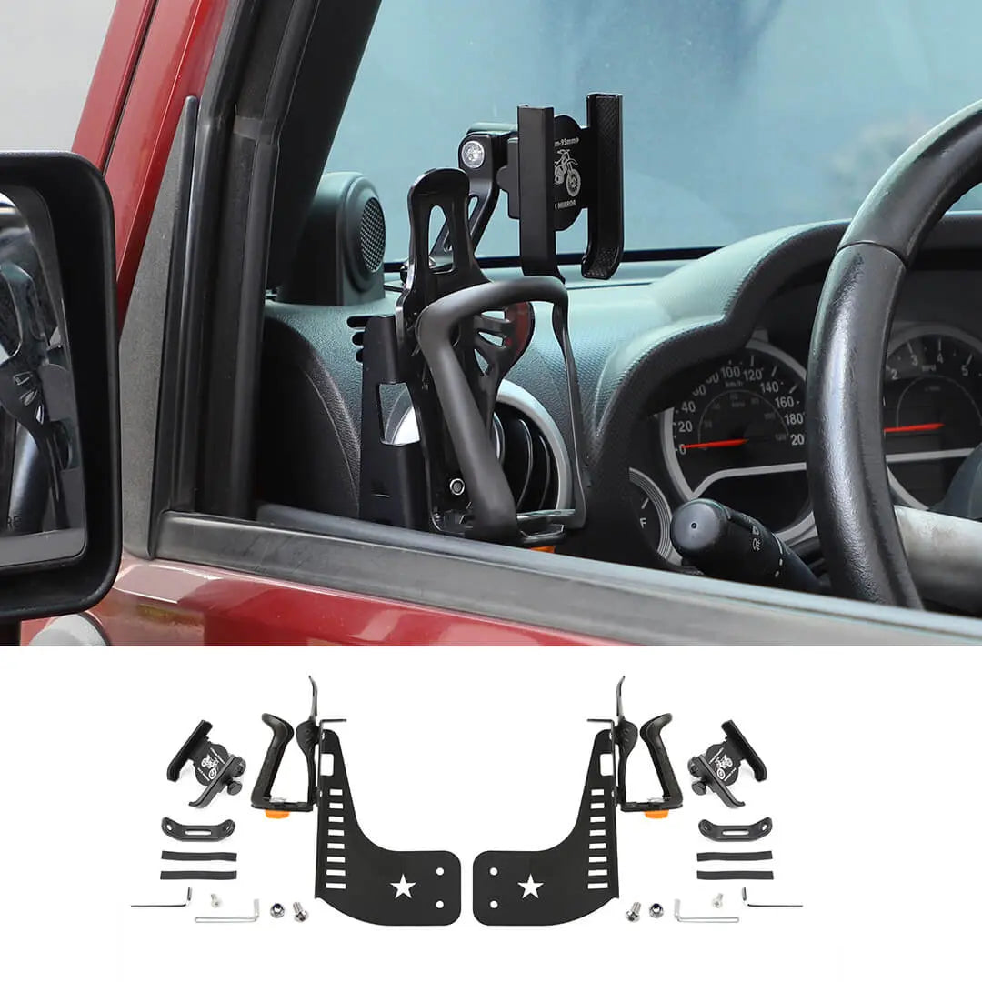 For 2007-2010 Jeep Wrangler JK Two Side Front Door Water Cup Phone Holder Stand