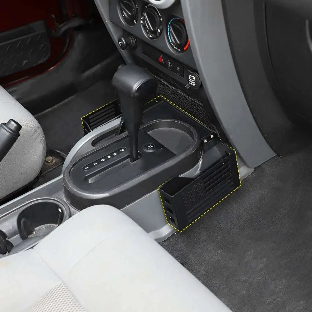 For 2007-2010 Jeep Wrangler JK Upgraded Gear Shift Side Organizer Box Storage Black