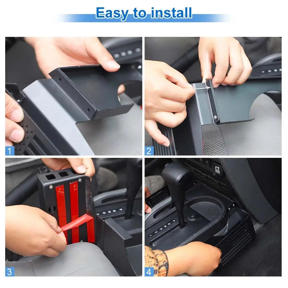 For 2007-2010 Jeep Wrangler JK Upgraded Gear Shift Side Organizer Box Storage Black