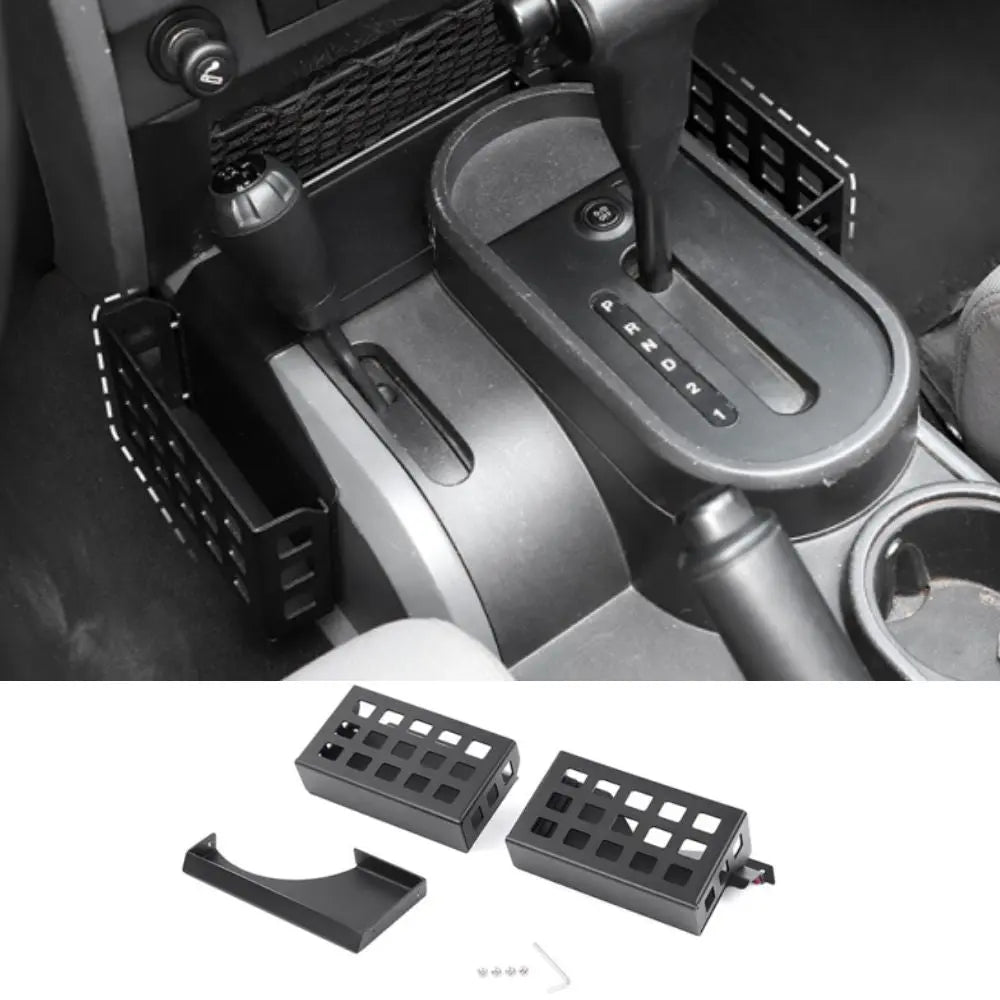 For 2007-2010 Jeep Wrangler JK Upgraded Gear Shift Side Organizer Box Storage Black