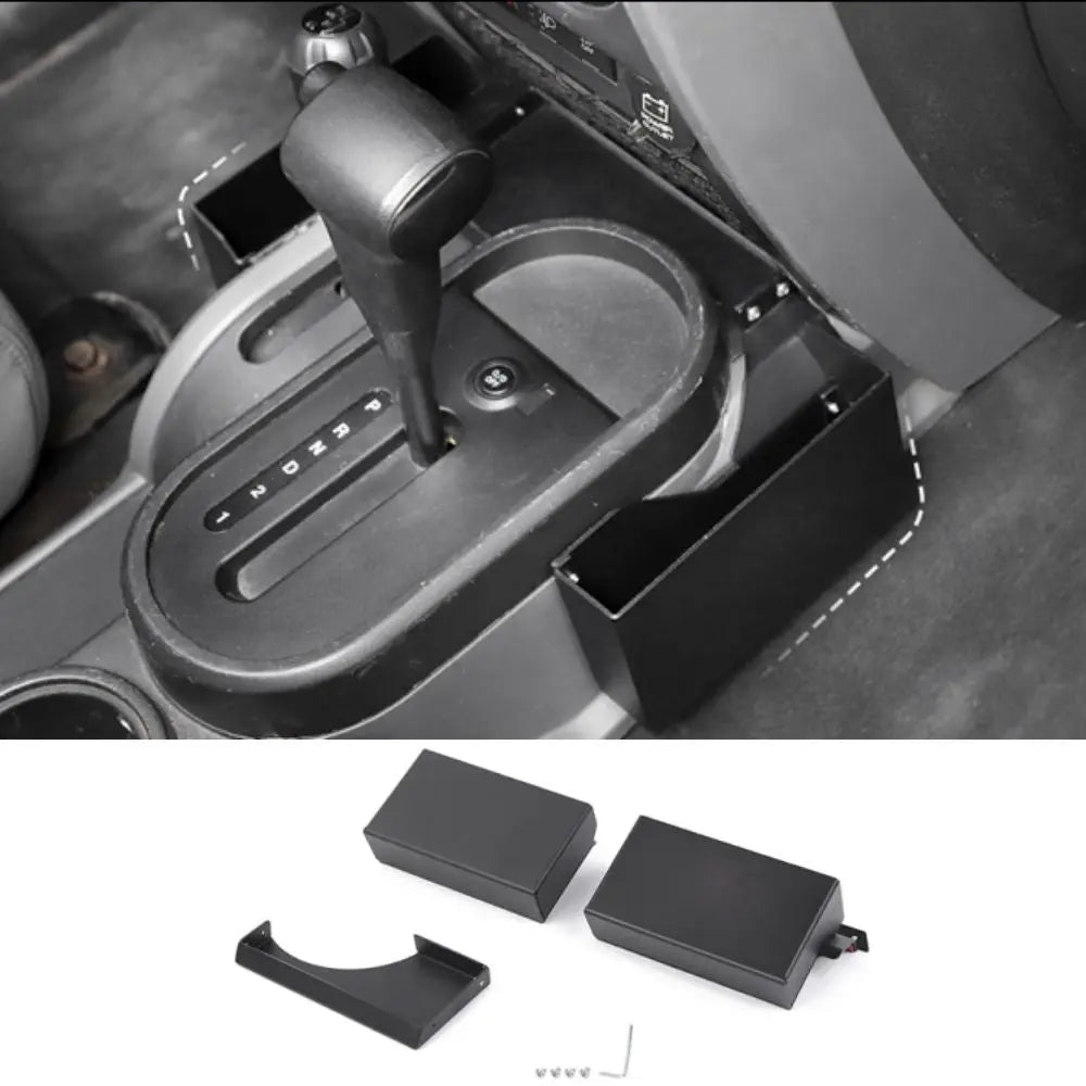 For 2007-2010 Jeep Wrangler JK Upgraded Gear Shift Side Organizer Box Storage Black