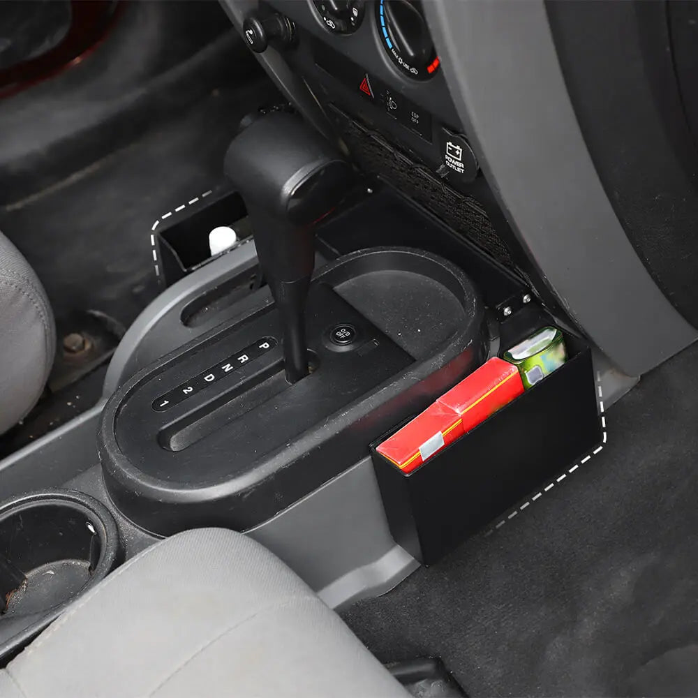 For 2007-2010 Jeep Wrangler JK Upgraded Gear Shift Side Organizer Box Storage Black