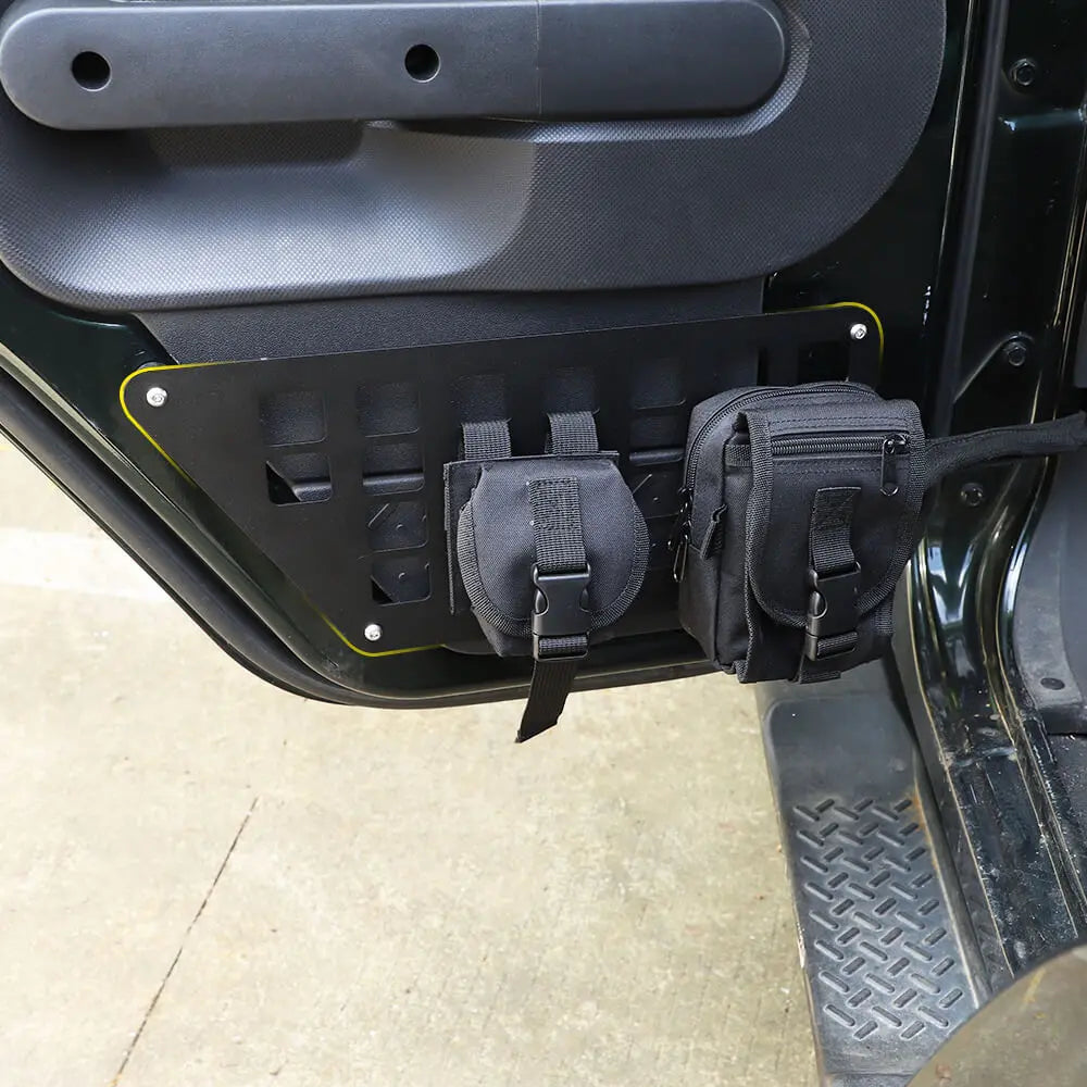 For 2007-2010 Jeep Wrangler JKU Rear Door Net Replacement Aluminum Door Pocket Map Storage Pocket Rack Shelf