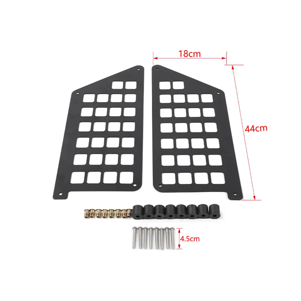 For 2007-2010 Jeep Wrangler JKU Rear Door Net Replacement Aluminum Door Pocket Map Storage Pocket Rack Shelf