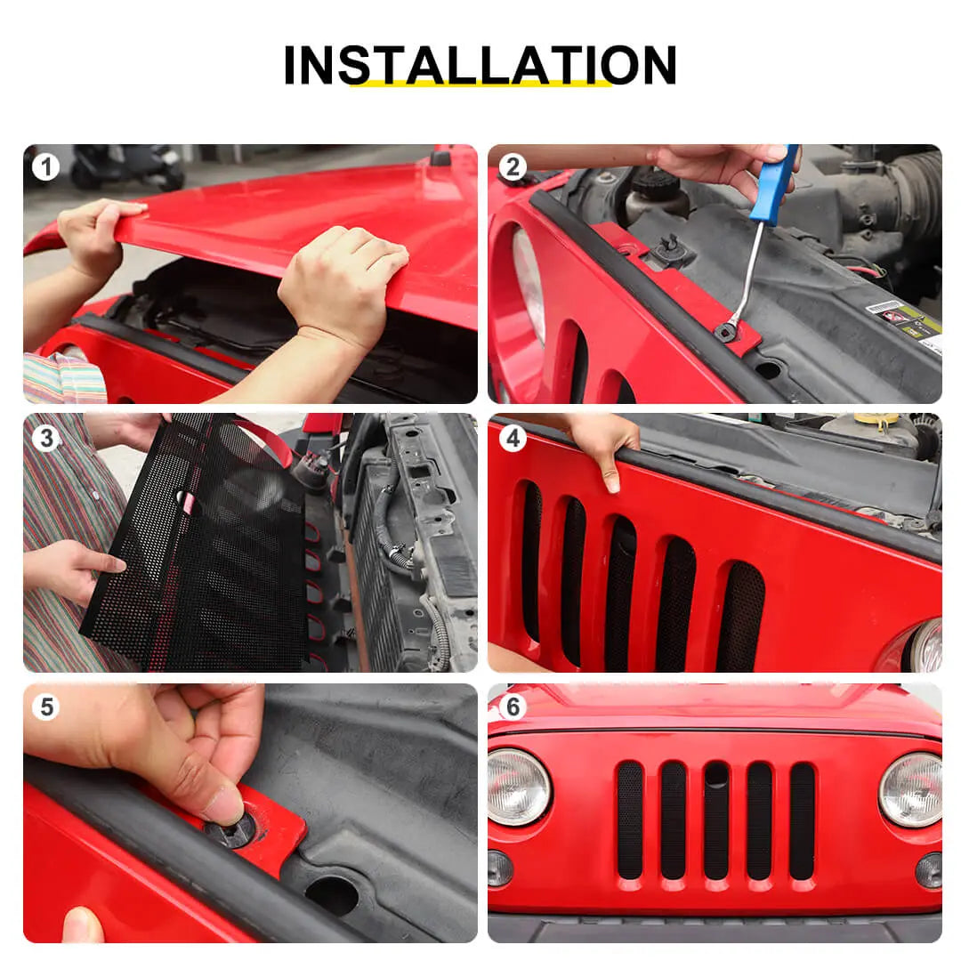For 2007-2015 Jeep Wrangler JK Front Grille Mesh Tablet Insect Proof Net Accessories