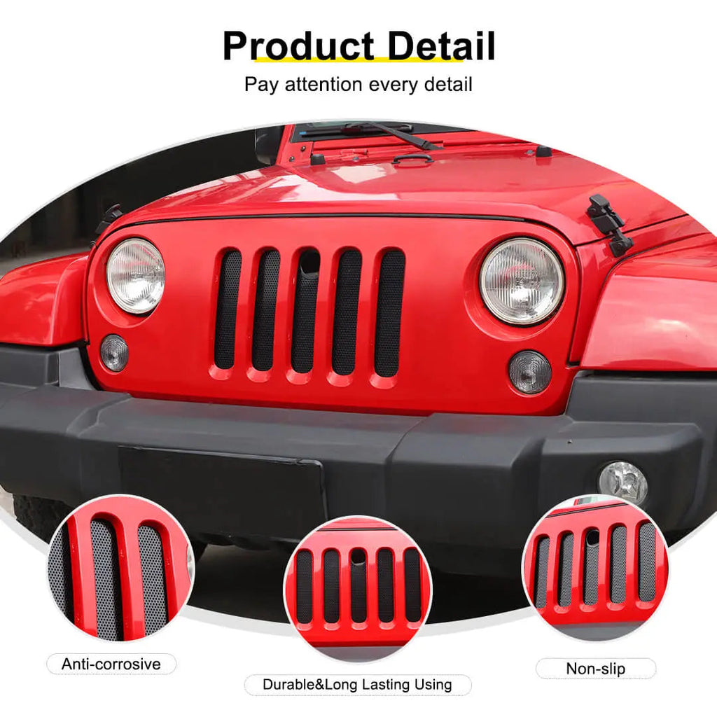 For 2007-2015 Jeep Wrangler JK Front Grille Mesh Tablet Insect Proof Net Accessories