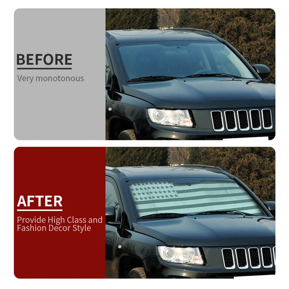 For 2007-2016 Jeep Compass Car Windshield Sunshade, Front Window Sun Shade Foldable Sun Visor Sunscreen