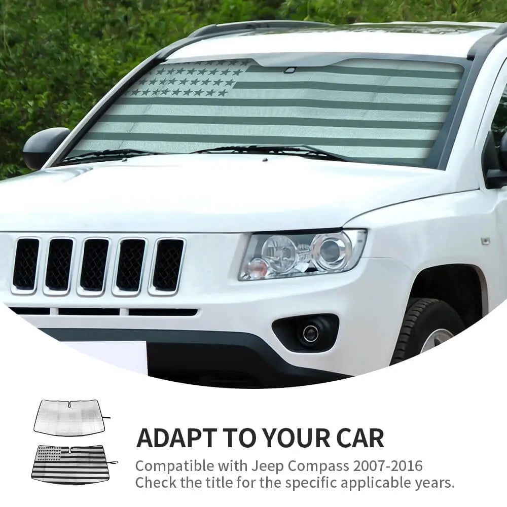 For 2007-2016 Jeep Compass Car Windshield Sunshade, Front Window Sun Shade Foldable Sun Visor Sunscreen