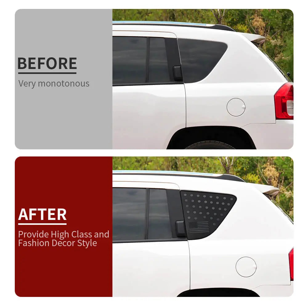 For 2007-2016 Jeep Compass Rear Window Cover Aluminum Alloy Glass Panel Black