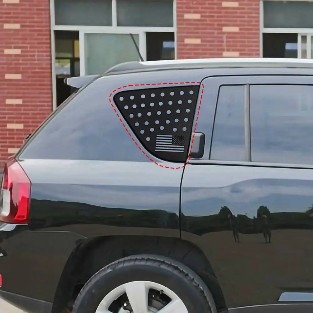For 2007-2016 Jeep Compass Rear Window Cover Aluminum Alloy Glass Panel Black