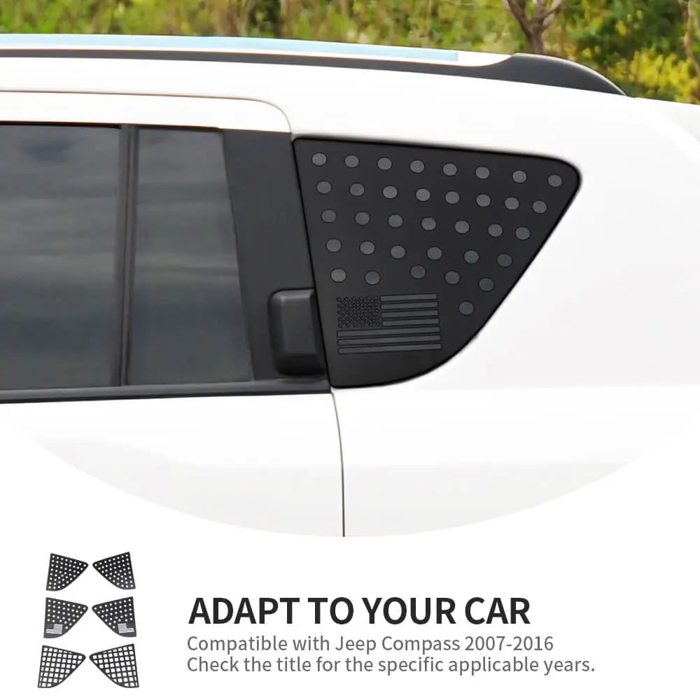 For 2007-2016 Jeep Compass Rear Window Cover Aluminum Alloy Glass Panel Black