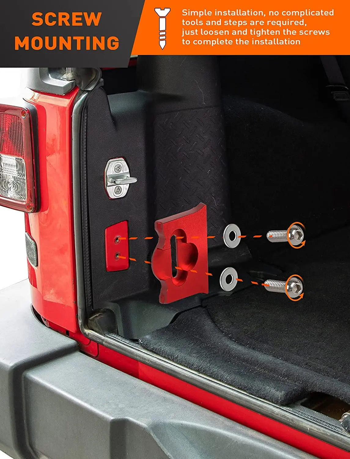 For 2007-2018 Jeep Wrangler JK JKU 2-Door & 4 Door Aluminum Alloy Rear Trunk Door Latch TL01 Tailgate Limiter