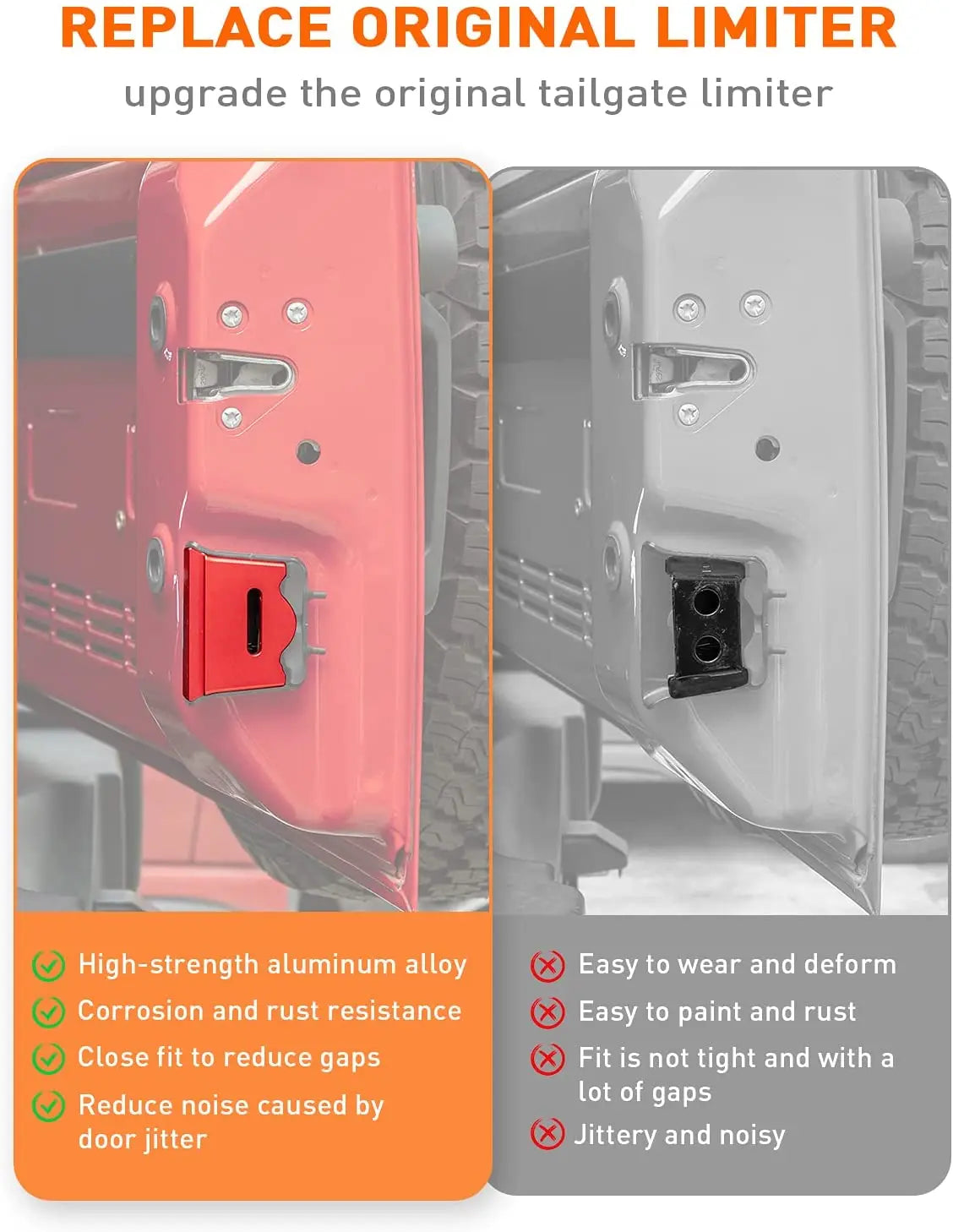 For 2007-2018 Jeep Wrangler JK JKU 2-Door & 4 Door Aluminum Alloy Rear Trunk Door Latch TL01 Tailgate Limiter