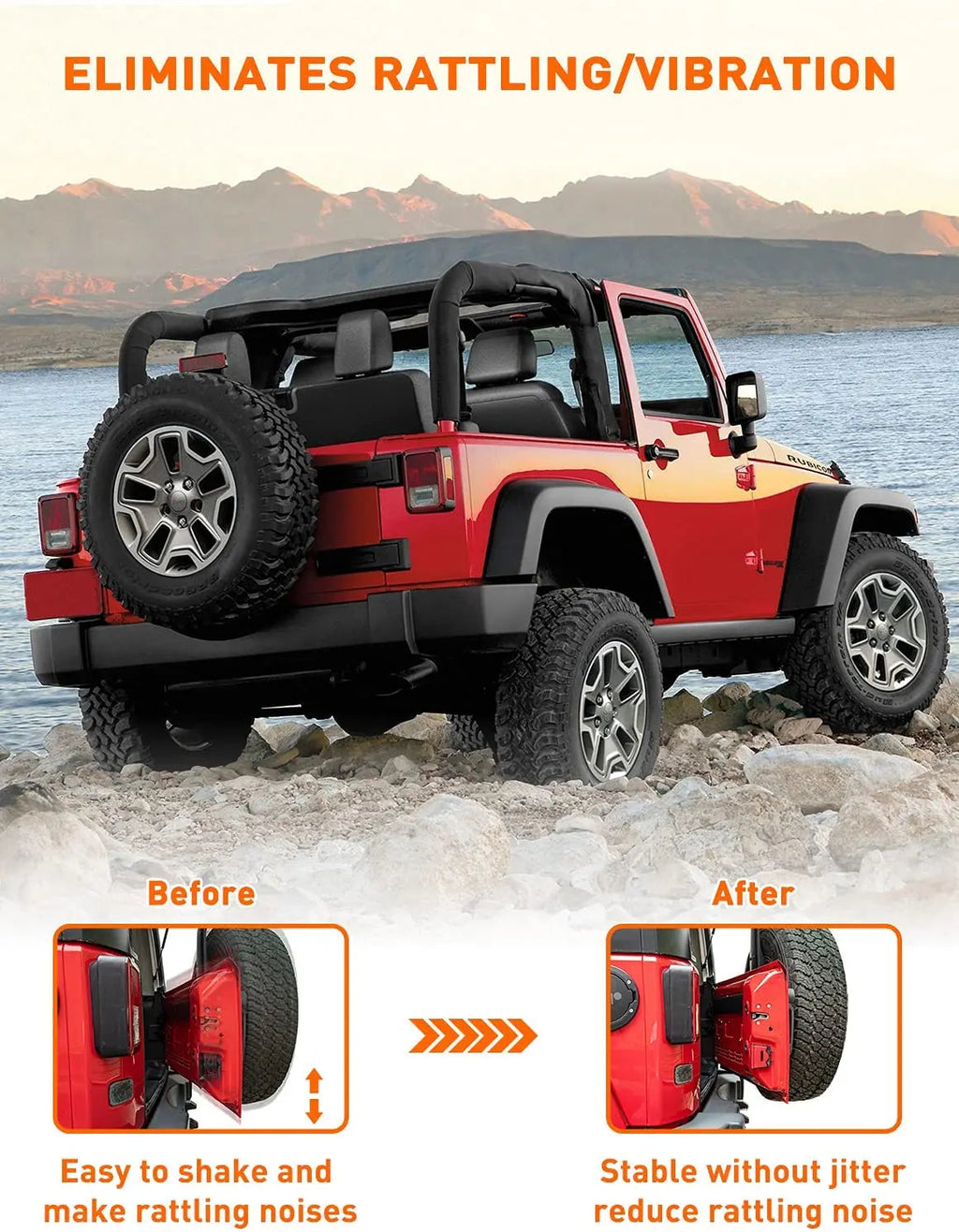 For 2007-2018 Jeep Wrangler JK JKU 2-Door & 4 Door Aluminum Alloy Rear Trunk Door Latch TL01 Tailgate Limiter
