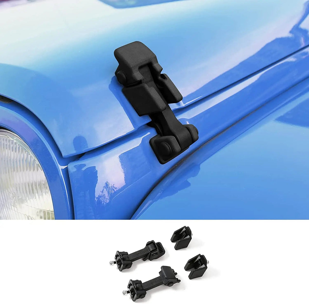 For 2007-2018 Jeep Wrangler JK JKU Hood Latches Factory Style Hood Catch Kits, Black