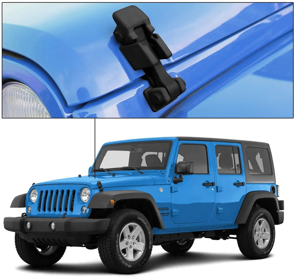 For 2007-2018 Jeep Wrangler JK JKU Hood Latches Factory Style Hood Catch Kits, Black