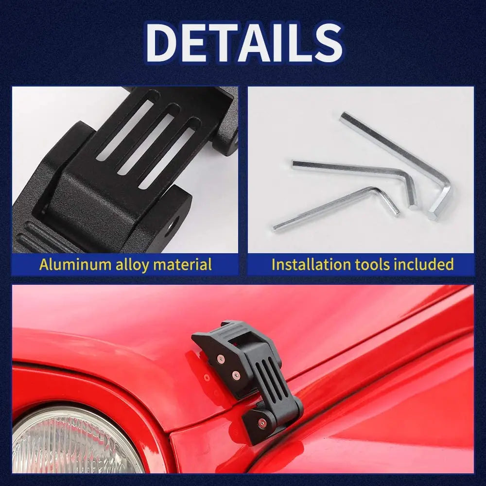 For 2007+ Jeep Wrangler JK JL Gladiator JT Stainless Steel Hood Catch Latches Kit