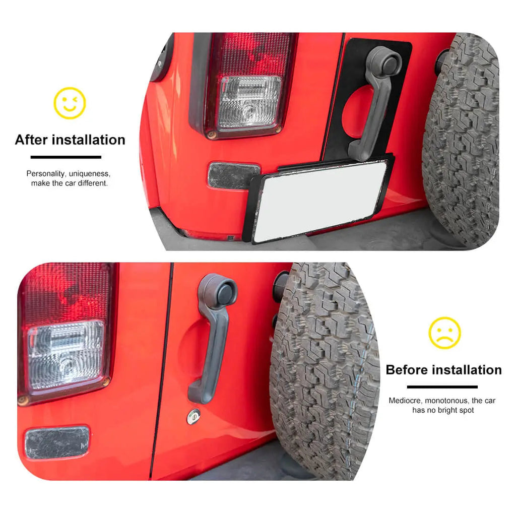 For 2007-2018 Jeep Wrangler JK Rear Tailgate License Plate Holder Frame Bracket