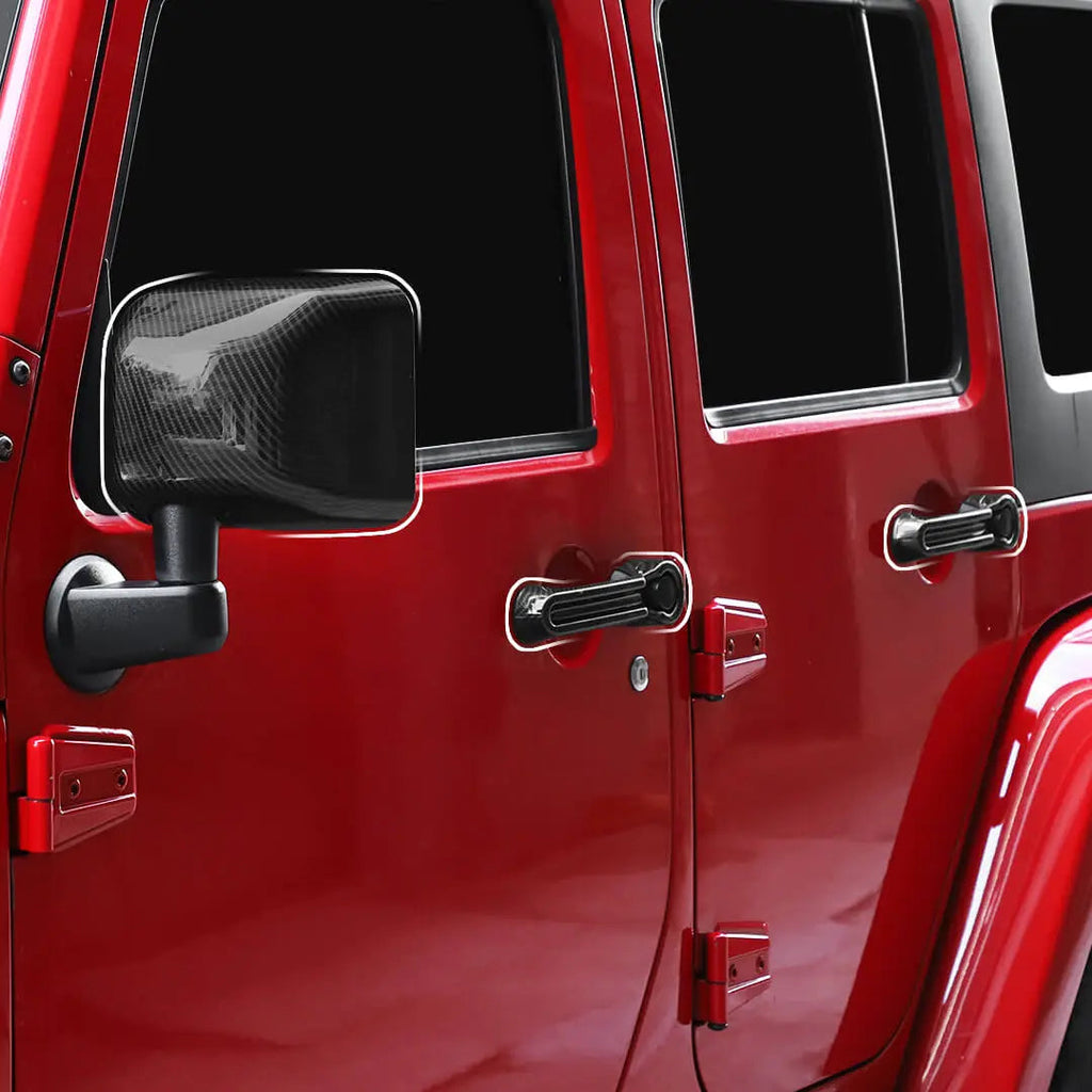 For 2007-2018 Jeep Wrangler JK 4-Door Rearview Mirror Cover & Door Handle Trim Shell Cover Kit (7 pcs)
