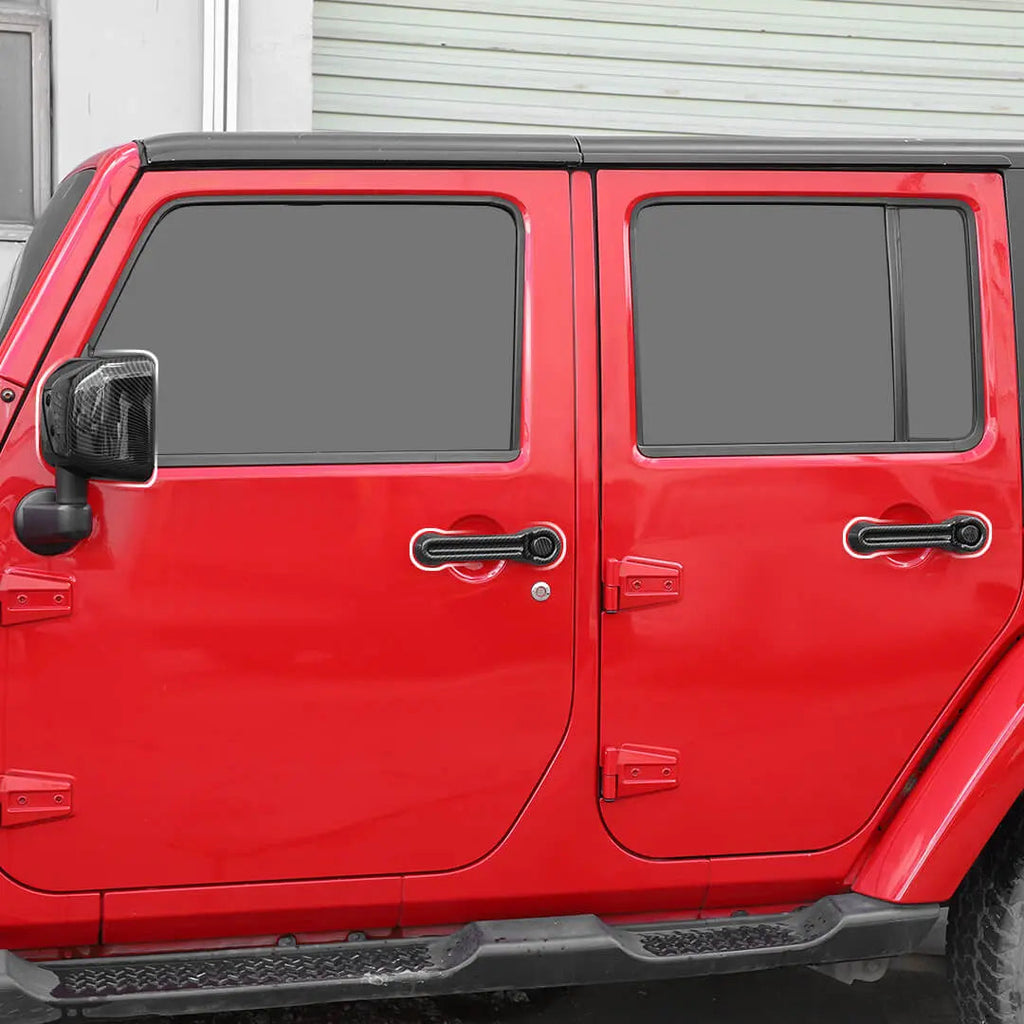 For 2007-2018 Jeep Wrangler JK 4-Door Rearview Mirror Cover & Door Handle Trim Shell Cover Kit (7 pcs)