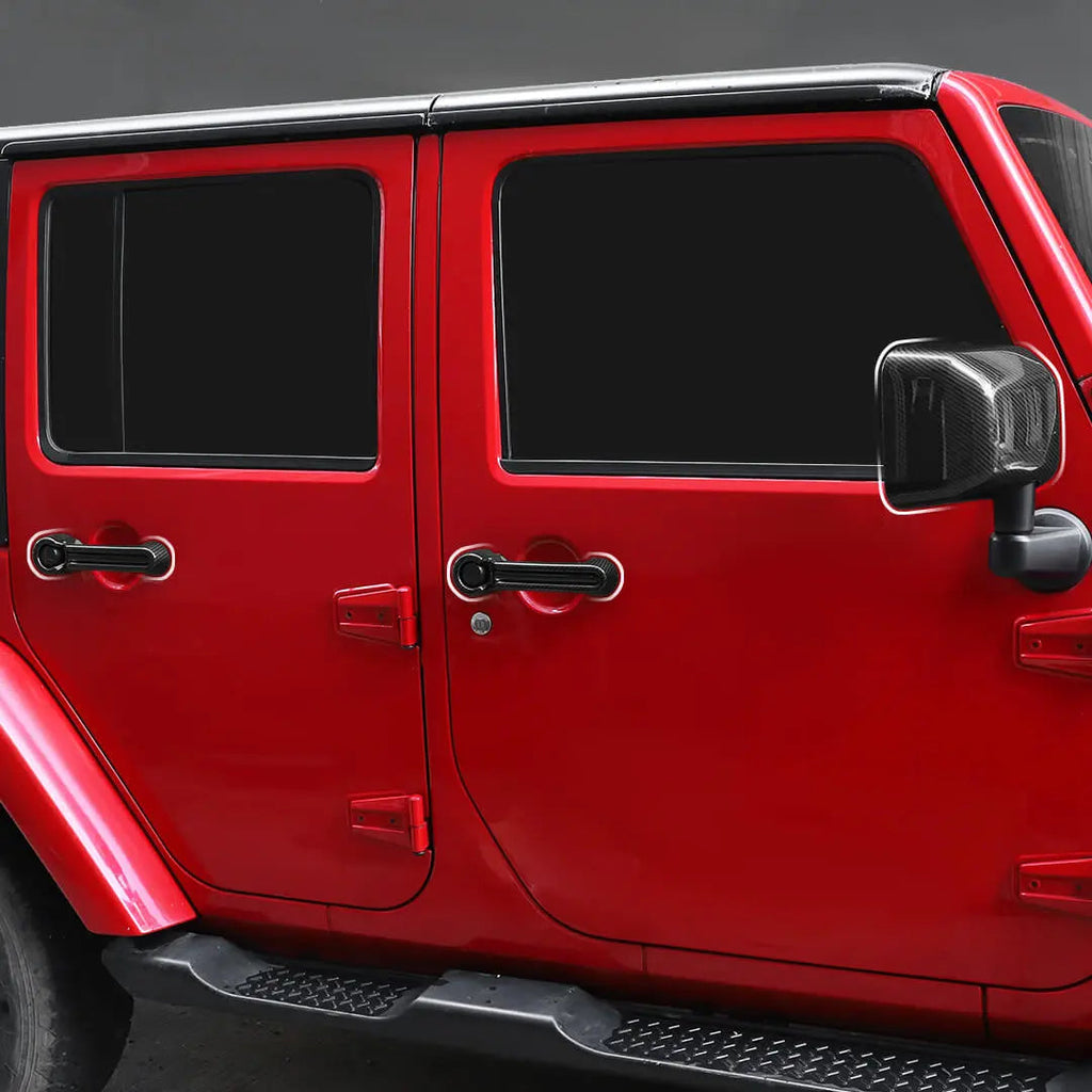 For 2007-2018 Jeep Wrangler JK 4-Door Rearview Mirror Cover & Door Handle Trim Shell Cover Kit (7 pcs)