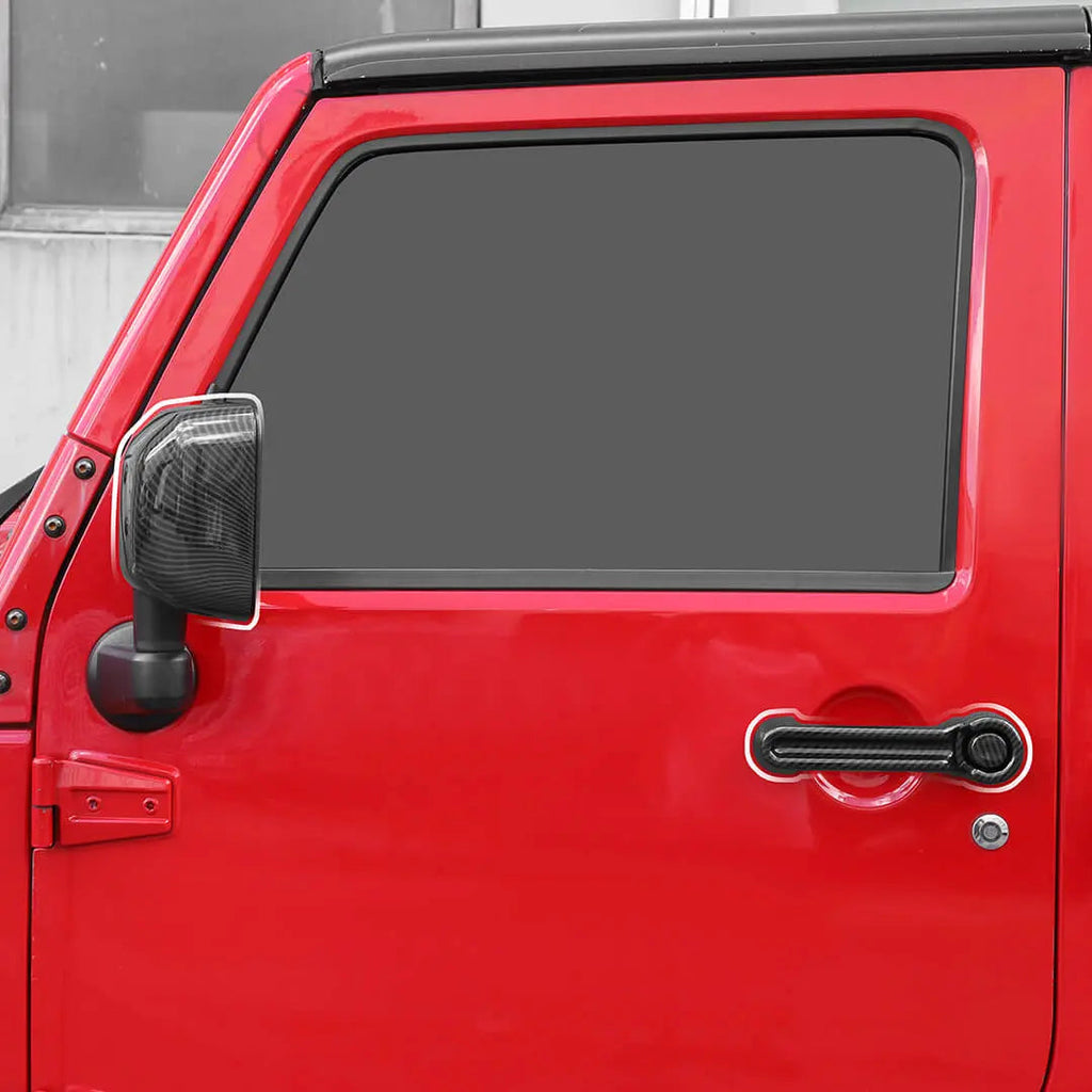 For 2007-2018 Jeep Wrangler JK 2-Door Rearview Mirror Cover & Door Handle Trim Shell Cover Kit (5 pcs)