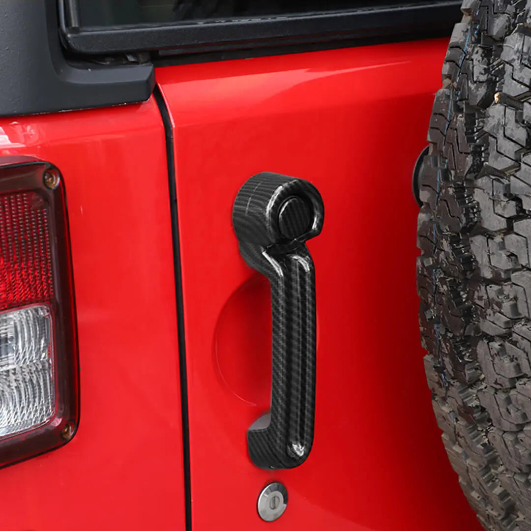 For 2007-2018 Jeep Wrangler JK 2-Door Rearview Mirror Cover & Door Handle Trim Shell Cover Kit (5 pcs)