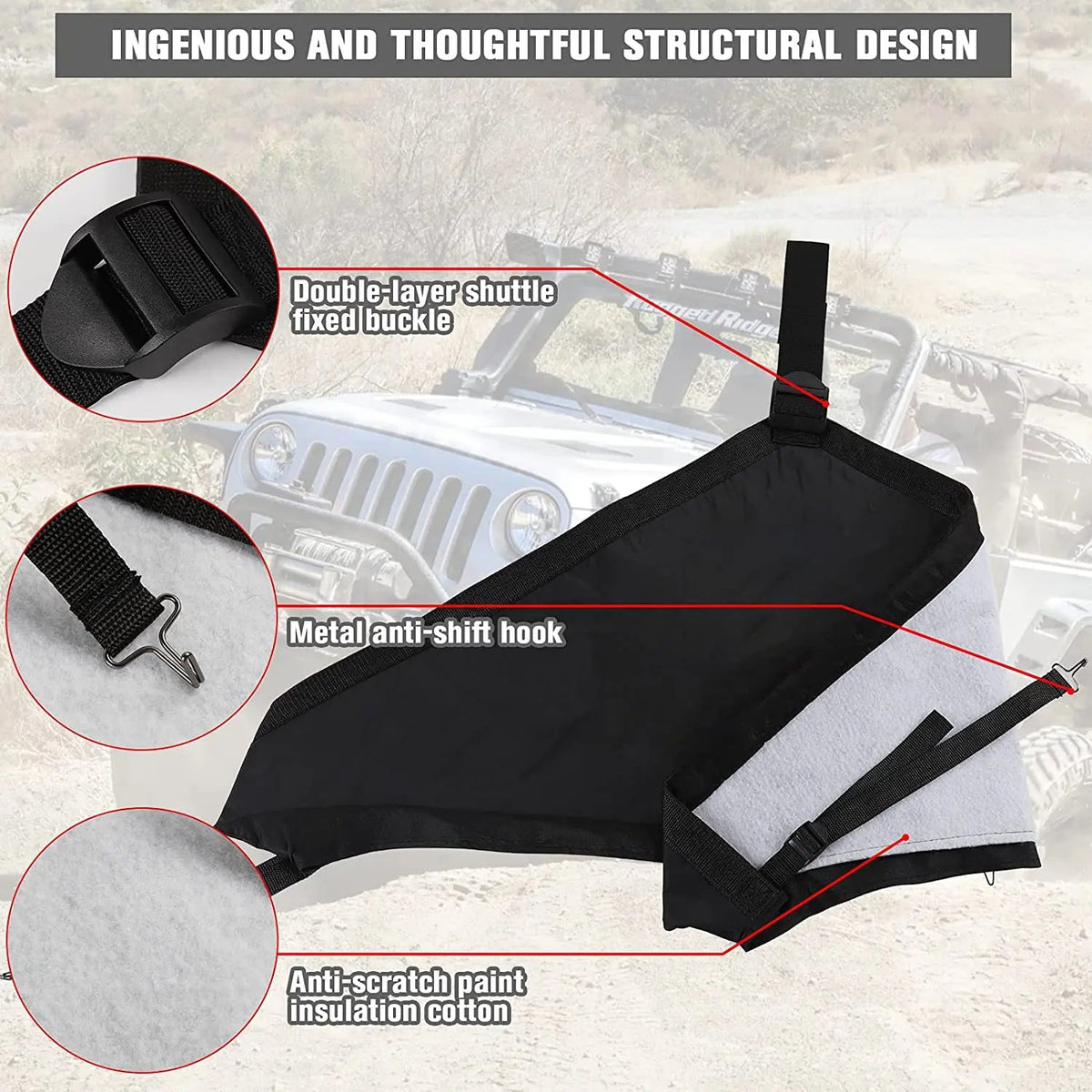 For 2007-2018 Jeep JK JKU Hood Cover Engine Hood Bra Front Protector