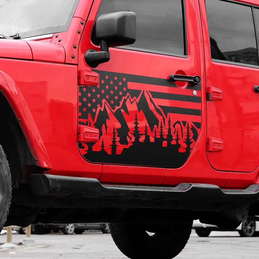 For 2007-2018 Jeep Wrangler JK 2/4 Door Car Door Decal Sticker American Flag