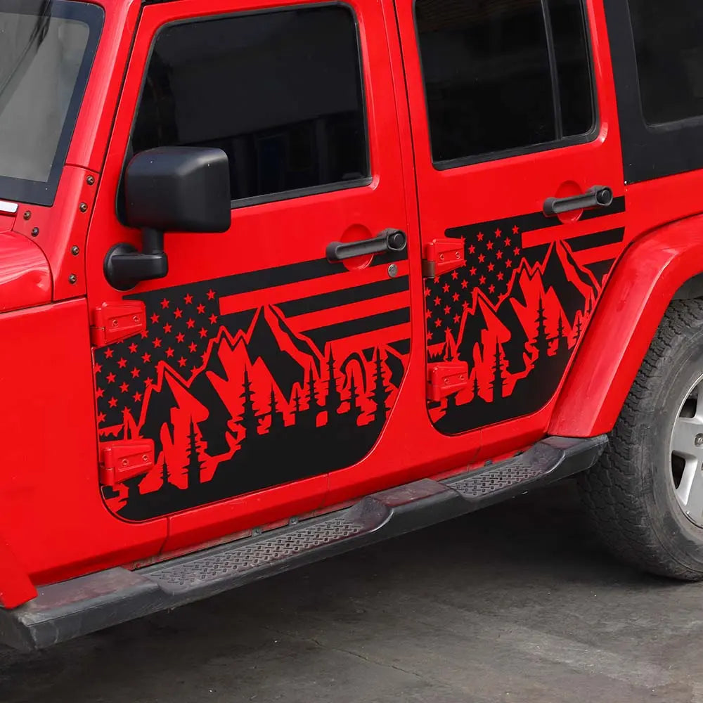 For 2007-2018 Jeep Wrangler JK 2/4 Door Car Door Decal Sticker American Flag